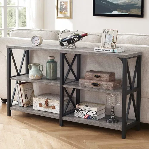 LVB - Mesa de sofá de estilo granja, mesa consola rústica para sala de estar, mesa de entrada con almacenamiento, mesa de entrada para vestíbulo,