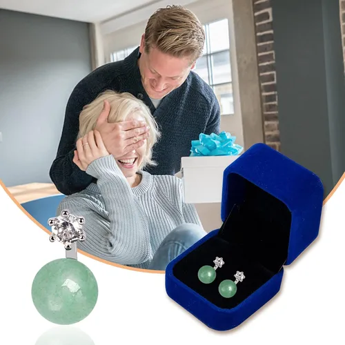 Miniatura 95 de Jade Earrings Studs,Green Jade Earrings for Women,925 Sterling Silver Earrings Studs for Sensitive Ears,Handmade Jade Earrings for Birthday