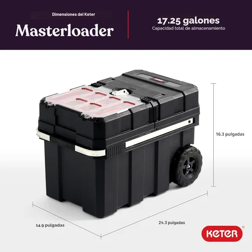 Miniatura 3 de Keter Masterloader Caja de herramientas portátil de resina con sistema de bloqueo y contenedores extraíbles – Caja de almacenamiento y organización