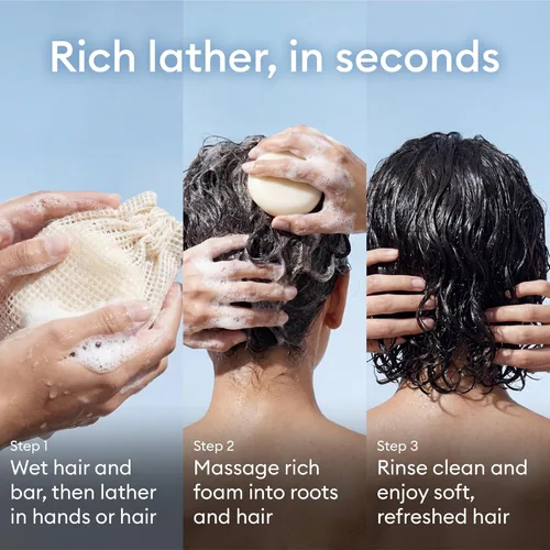 Miniatura 8 de Vove Juego de barra de champú (2 barras + bolsa de almacenamiento), champú sólido sin sulfato para el crecimiento y la fuerza del cabello, proteína