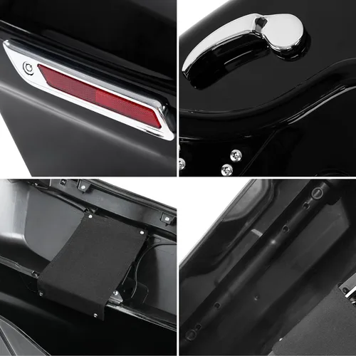 Miniatura 8 de TCT-MOTORPARTS Alforjas rígidas con cierres cromados y llaves compatibles con Harley Touring Road King Street Road Electra Glide 2014 en adelante