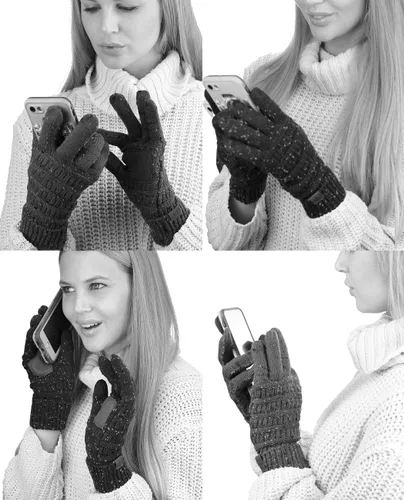 Miniatura 2 de C.C Guantes de punto unisex para pantalla táctil, cálidos, antideslizantes.