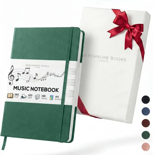 Miniatura 10 de Libro de notas en blanco para partituras de Beechmore Books – A4 8.5x11.5 para compositores, músicos y cantantes, 156 páginas gruesas de 120 g/m²
