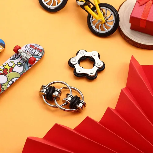 Miniatura 5 de Gejoy El juego de juguetes para ansiedad incluye seis cadenas de rodillos y reductores de estrés de cadena giratoria para autismo, alivio del estrés