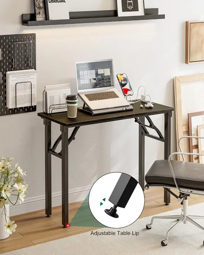 Miniatura 7 de Frylr Pequeño escritorio plegable para computadora, mesa portátil de 35.8 pulgadas para manualidades y estudio, escritorio ligero para espacios