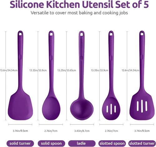 Miniatura 2 de Juego de utensilios de cocina de silicona: U-Taste resistente al calor de 600ºF, herramientas de cocina extra largas de 13.6 pulgadas, espátula, (6)