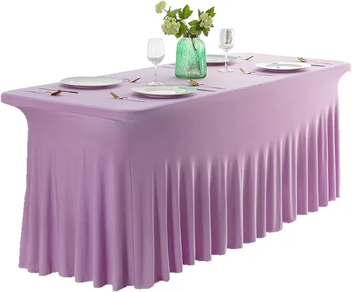Miniatura 13 de Falda de mesa de poliéster ajustable de una pieza de elastano, mantel rectangular resistente a las arrugas para eventos de bodas, fiestas
