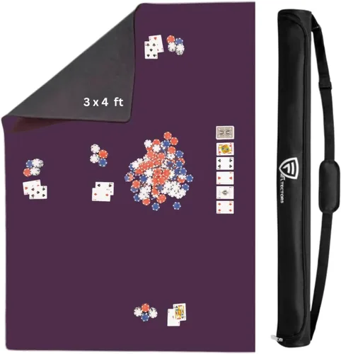 Miniatura 19 de Alfombrilla para Juego de Mesa 42 x 66 Pulgadas, Alfombrilla Mahjong para Mesa con Bolsa de Transporte, Alfombrilla de Neopreno Antideslizante, Azul
