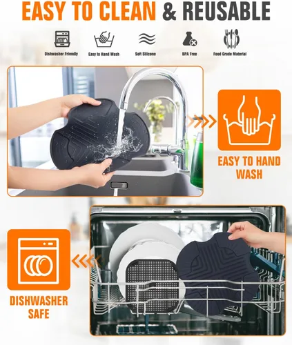 Miniatura 3 de 2 Piezas Salvamanteles de Silicona para Freidora de Aire y Protector contra Salpicaduras para Ninja Crispi, Alfombrilla Resistente al Calor