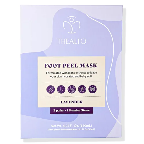 Mascarilla exfoliante para pies con piedra pómez, paquete de 2 – para pies secos, agrietados y callosos – Aroma de lavanda – Con extracto de planta