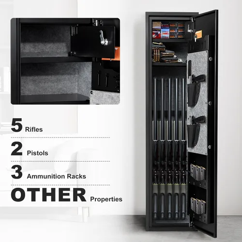 Miniatura 6 de BlackSmith - Caja fuerte biométrica para rifles, caja fuerte para armas largas del hogar, acceso rápido, reconocimiento de huellas dactilares, caja