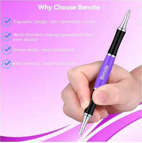 Miniatura 6 de benote Bolígrafo ergonómico de pintura artística de diamante, punta de metal de goma doble con rosca redonda y cuadrada para pintura de diamante 5D