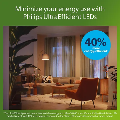 Miniatura 6 de PHILIPS LED 60W A19 Paquete de 8 bombillas LED de luz diurna ultraeficientes (5000K) 850 lúmenes (5W = 60W) bombillas LED regulables, claras, sin