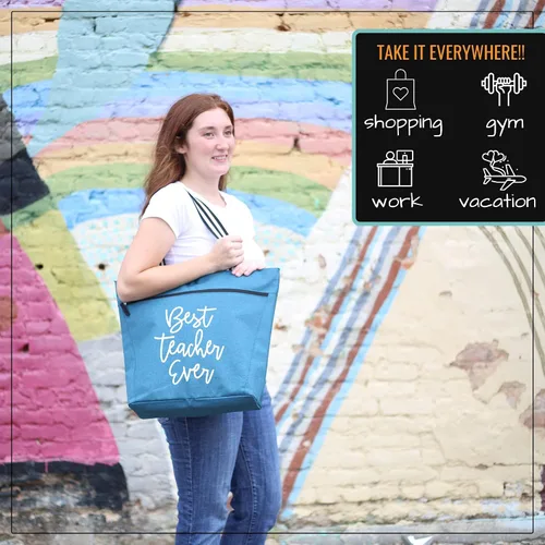 Miniatura 17 de Brooke & Jess Designs Teacher Tote Bag for Work - Teacher Handbag Gifts for Women, Teacher Bag Best Teacher Appreciation Gift