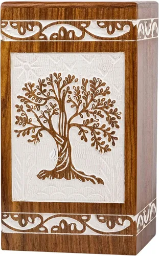 Miniatura 11 de Urna de cremación de madera tallada a mano para cenizas humanas, diseño de árbol de la vida, capacidad de 250 libras, adecuada para hombres y Árbol