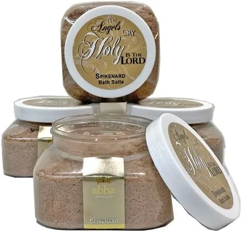 Sales de baño Spikenard – tarro de 8 onzas – ABBA Jerusalem : disfruta de las propiedades terapéuticas de la sal del mar muerto de Israel. Date una