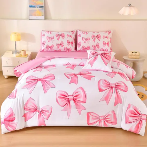 Miniatura 10 de Juego de edredón individual de 6 piezas para niñas, ropa de cama de mariposa rosa, juegos de edredón de mariposa con sábanas para niños