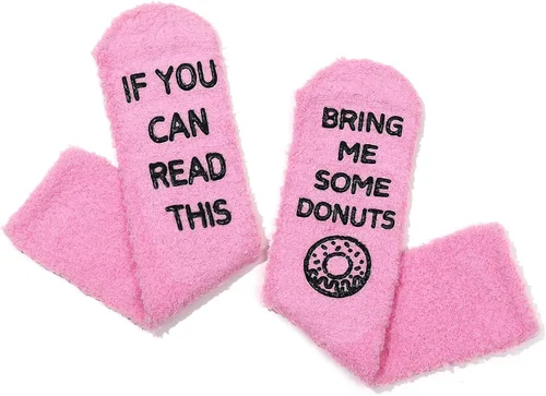 Miniatura 13 de CHANGGER Calcetines unisex con texto en inglés "If You Can Read This Bring Me Some Fuzzy Funny Saying Crew Socks Christmas Unisex Gift