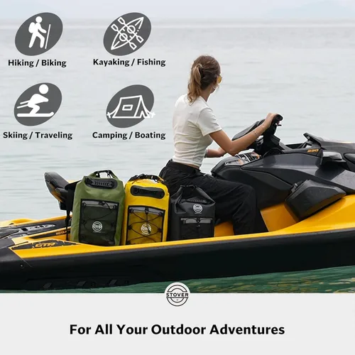 Miniatura 6 de STOVER 5/10/25/30/40/55L Waterproof Dry Bag- Roll-Top Backpack w/Phone Case- Kayaking, Hiking, Camping, Boating- Men/Women 25L Amarillo