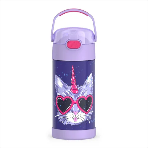 Miniatura 15 de THERMOS FUNTAINER - Botella de acero inoxidable con aislamiento al vacío y sorbete, capacidad de 12 onzas, para niños, azul Azul marino