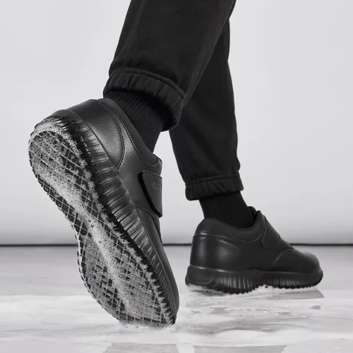 Miniatura 8 de Zapatos de trabajo antideslizantes negros para hombres Servicio de alimentos Restaurante Deslizamiento en el zapato resistente al agua