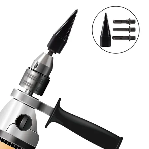 Miniatura 6 de 4pcs Wood Log Splitter Drill Bit Set with 3 Detachable Handles (Round, Square, Hex) 32mm Carbon Steel Firewood Splitting Tool for Electric Hammer
