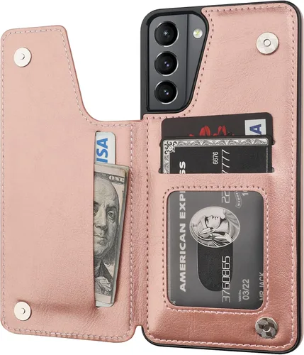 Miniatura 14 de ONETOP - Funda tipo cartera compatible con Samsung Galaxy S21 con soporte para tarjetas, funda de piel sintética con ranuras para tarjetas, doble