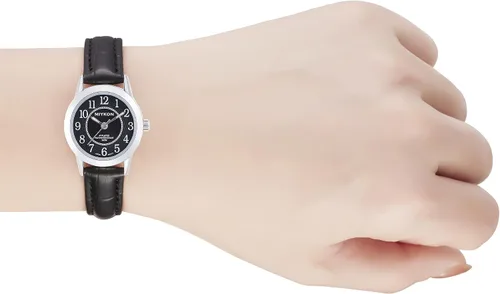 Miniatura 6 de Miykon Relojes para mujer – Delicado pequeño reloj analógico para mujer con correa de cuero vegano negro – Segundero, pulido iónico, cristal