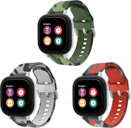 Compatible for Verizon Gizmo Watch 3 2 1/for T-Mobile SyncUP Kids Watch/for Gabb Watch 3 2 1,20MM Kids Size Silicone Watch Band Cute Camo Straps for