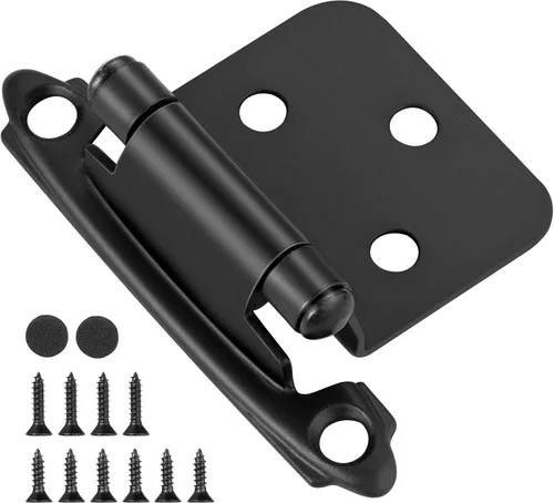 Bisagras de puerta de gabinete de cocina de cierre automático, color negro mate, 10 pares de bisagras de gabinete de 2-1/8 pulgadas, bisagras de