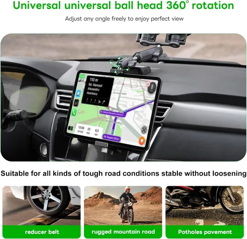 Miniatura 8 de FANAUE Soporte para iPad con cabezal de bola de 0.669 in para trípode, compatible con brazo de doble enchufe y soporte para automóvil, soporte