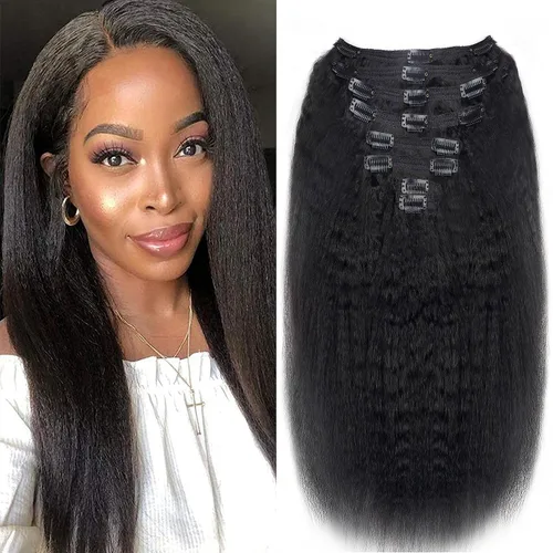 Miniatura 56 de Extensiones de cabello con clip de 12 pulgadas, rizado birmano, negro natural, extensiones de cabello con clip rizado birmano, cabello humano real