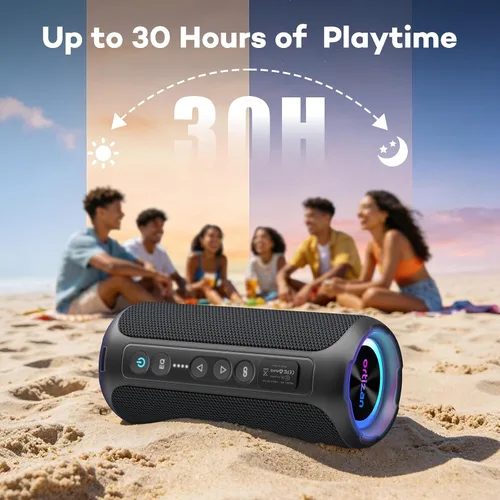 Miniatura 4 de Ortizan Altavoz Bluetooth portátil inalámbrico (2.ª generación), sonido fuerte de 40 W y graves profundos, 30 horas de reproducción, IPX7
