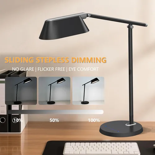 Miniatura 5 de Lámpara de escritorio para oficina y hogar, luz de escritorio con atenuación continua, fuente de luz más grande, lámpara de escritorio USB de 8 W