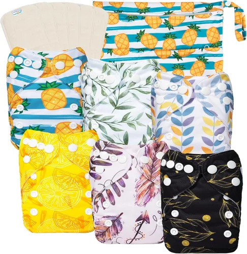 Miniatura 24 de babygoal Pañales de tela grandes, paquete de 13 para niños de 3 a 5 años, fundas de pañales de tela, paquete de 6 con 6 insertos y bolsa