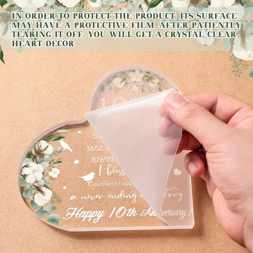 Miniatura 4 de Regalo de boda para ella años de matrimonio, regalo de feliz aniversario para mujer, corazón acrílico, recuerdo de matrimonio para esposa, marido
