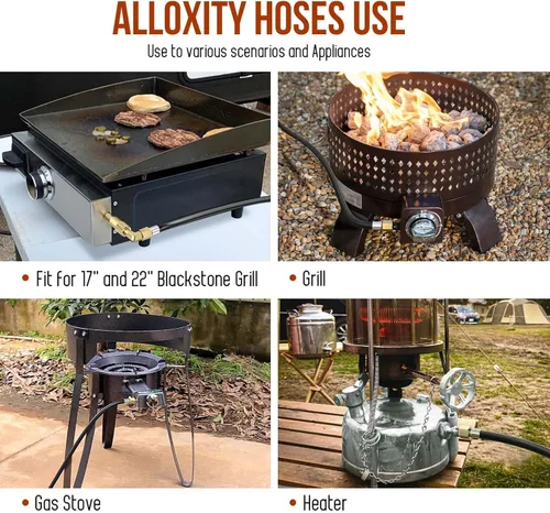 Miniatura 8 de Manguera de propano de conexión rápida de 12 pies RV de 1/4 pulgadas, tuerca de 3/8 hembra para Camp Chef Explorer, cuenco de fuego, estufa
