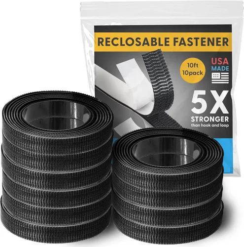 Miniatura 11 de Fuerza industrial - Cinta adhesiva negra de 10 pies + tijeras para interiores y exteriores - Cierre autoacoplable compatible con 3M SJ3550 / SJ3560