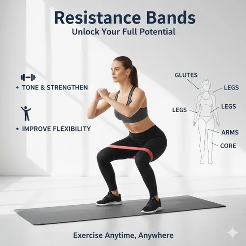 Miniatura 7 de Juego de bandas de resistencia para entrenamiento – Paquete de 5 bandas duraderas para entrenamiento de fuerza, terapia física, yoga, pilates
