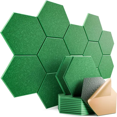 Miniatura 60 de Paquete de 12 paneles acústicos autoadhesivos de 12 x 10 x 0.4 pulgadas, paneles de espuma a prueba de sonido con alta densidad, diseño forrado