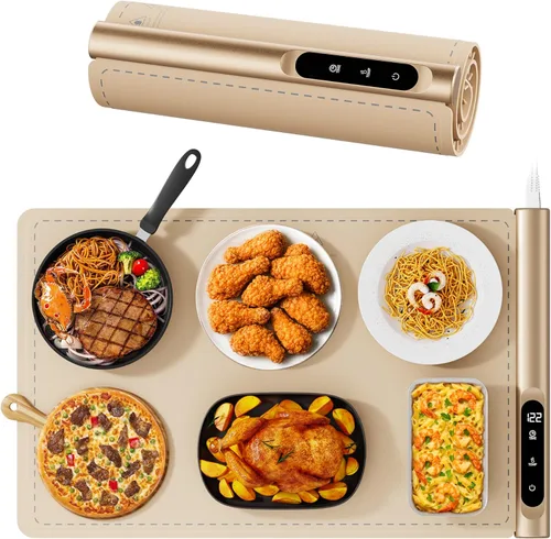 Miniatura 12 de Newise Tapete de calentamiento de grafeno mejorado para alimentos, bandeja de calentamiento eléctrico de calentamiento rápido con 6 ajustes