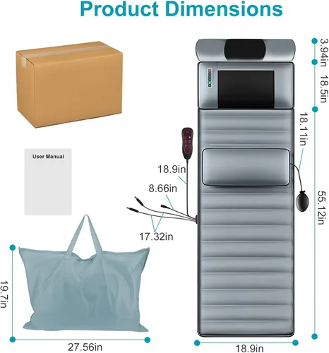 Miniatura 7 de TeqHome Tapete de Masaje de Cuerpo Completo con Calor y Almohada de Masaje Shiatsu Movible para Cuello y Espalda, Almohadilla de Masaje con Almohada