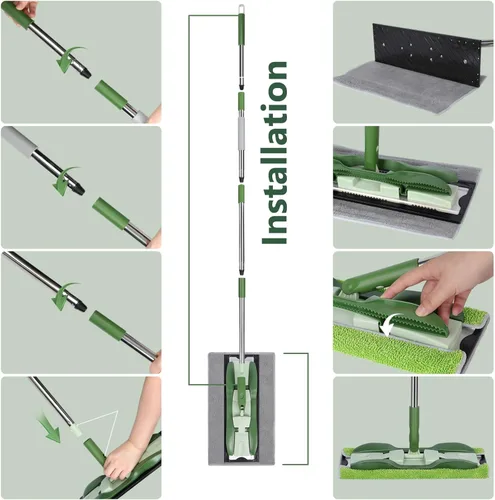 Miniatura 7 de Trapeadores de Microfibra para Limpieza de Pisos, Trapeadores Profesionales Masthome con Almohadillas Lavables 4 piezas, Mopa Plana de Uso Húmedo
