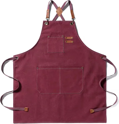 Miniatura 12 de Tosewever - Delantal de lona con espalda cruzada de chef de algodón para hombres y mujeres con bolsillos grandes
