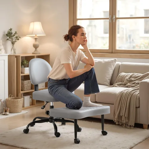 Homall Silla ergonómica de escritorio de oficina con patas cruzadas con ruedas, giratoria de 360° y altura ajustable para meditación y TDAH, silla