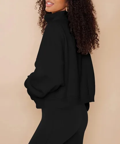 Miniatura 3 de Trendy Queen Sudaderas con media cremallera para mujer, sudaderas de forro polar de gran tamaño, sudaderas con capucha para adolescentes y niñas