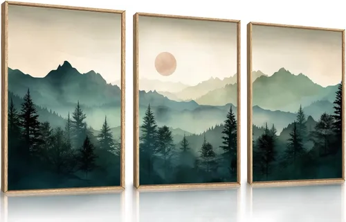 Miniatura 25 de LHIUEM Gran Arte de Pared de Lienzo Abstracto Marrón Gris Enmarcado, Decoración de Pared en Toques de Pincel Pastel, Pintura de Pared Moderna