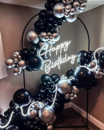 Miniatura 6 de Kit de arco de guirnalda de globos negros y plateados de 153 unidades con estrellas - 22 18 12 10 5 pulgadas de diferentes tamaños, globos de látex
