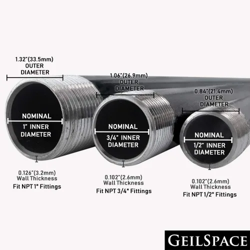 Miniatura 6 de GeilSpace Paquete de 6 Tubos de Metal Gris Precortados de 1/2" × 4" de Servicio Pesado, Acero Industrial que se Adapta a Tuberías y Accesorios