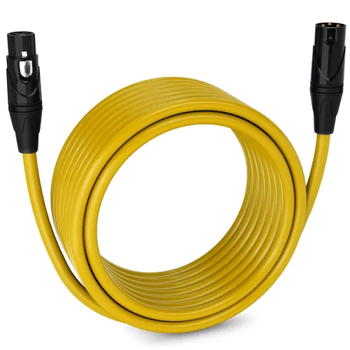 Miniatura 24 de LyxPro Cable de micrófono XLR hembra a macho de ángulo recto de 3 pines de 1.5 pies para altavoces amplificados, interfaz de audio, rendimiento